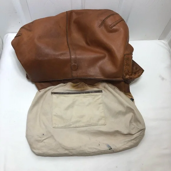 Gianni Bini Brown Leather Vintage Studded Hobo Magnetic Closure Fringe Bag Purse - Picture 10 of 16